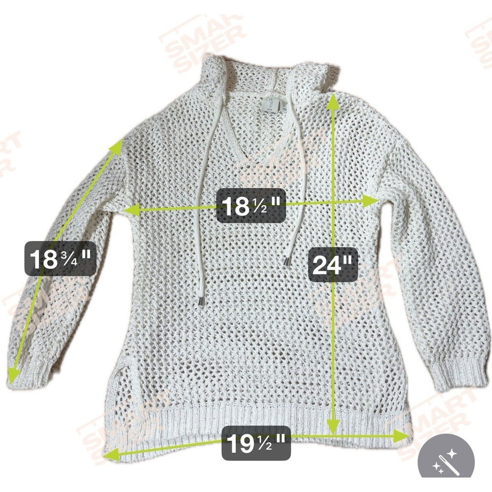 Joie Sweater Womens Size S Cream Crochet Hoodie Boho Metallic Coverup Beachwear‎ - Picture 6 of 10
